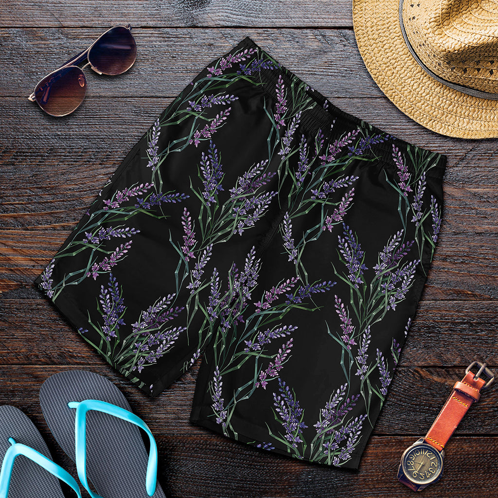 Embroidery Lavender Pattern Print Men's Shorts