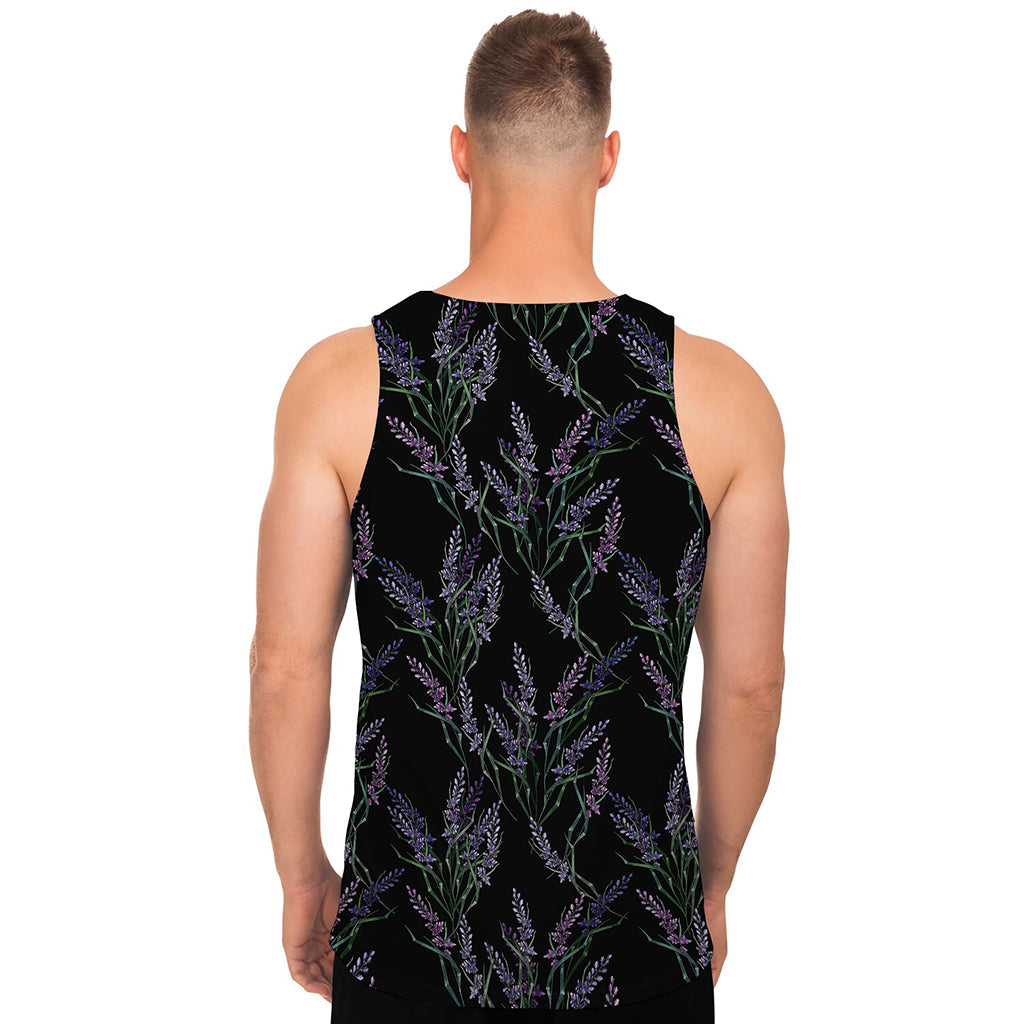 Embroidery Lavender Pattern Print Men's Tank Top