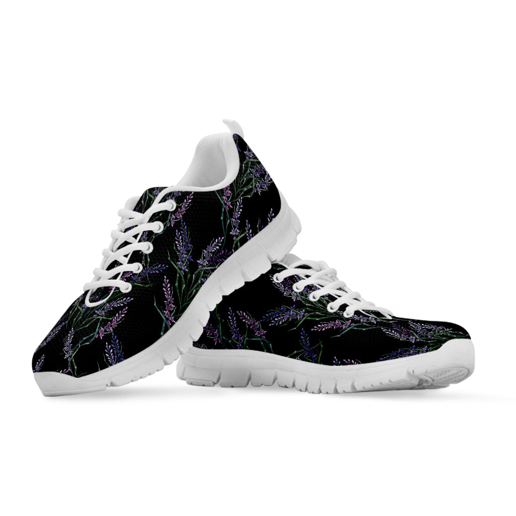 Embroidery Lavender Pattern Print White Sneakers