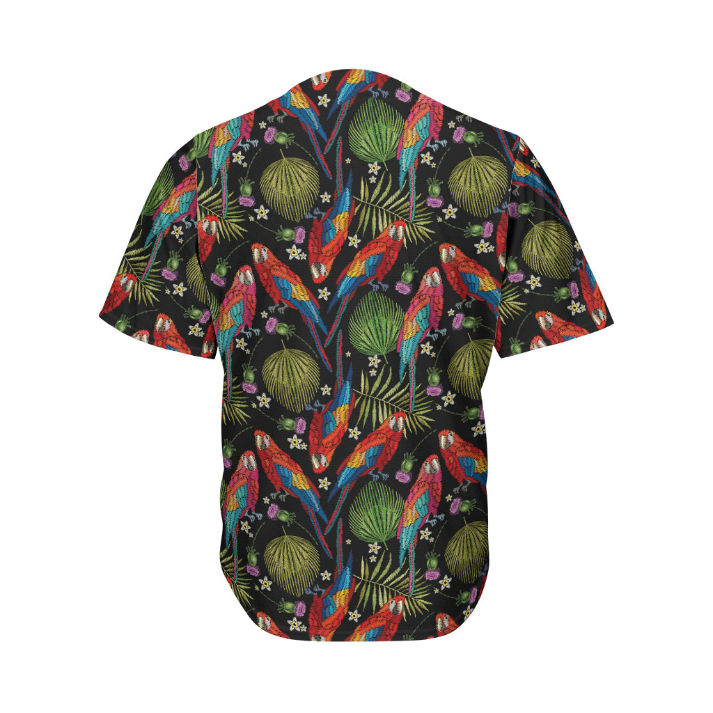 Embroidery Parrot Pattern Print Men's Baseball Jersey