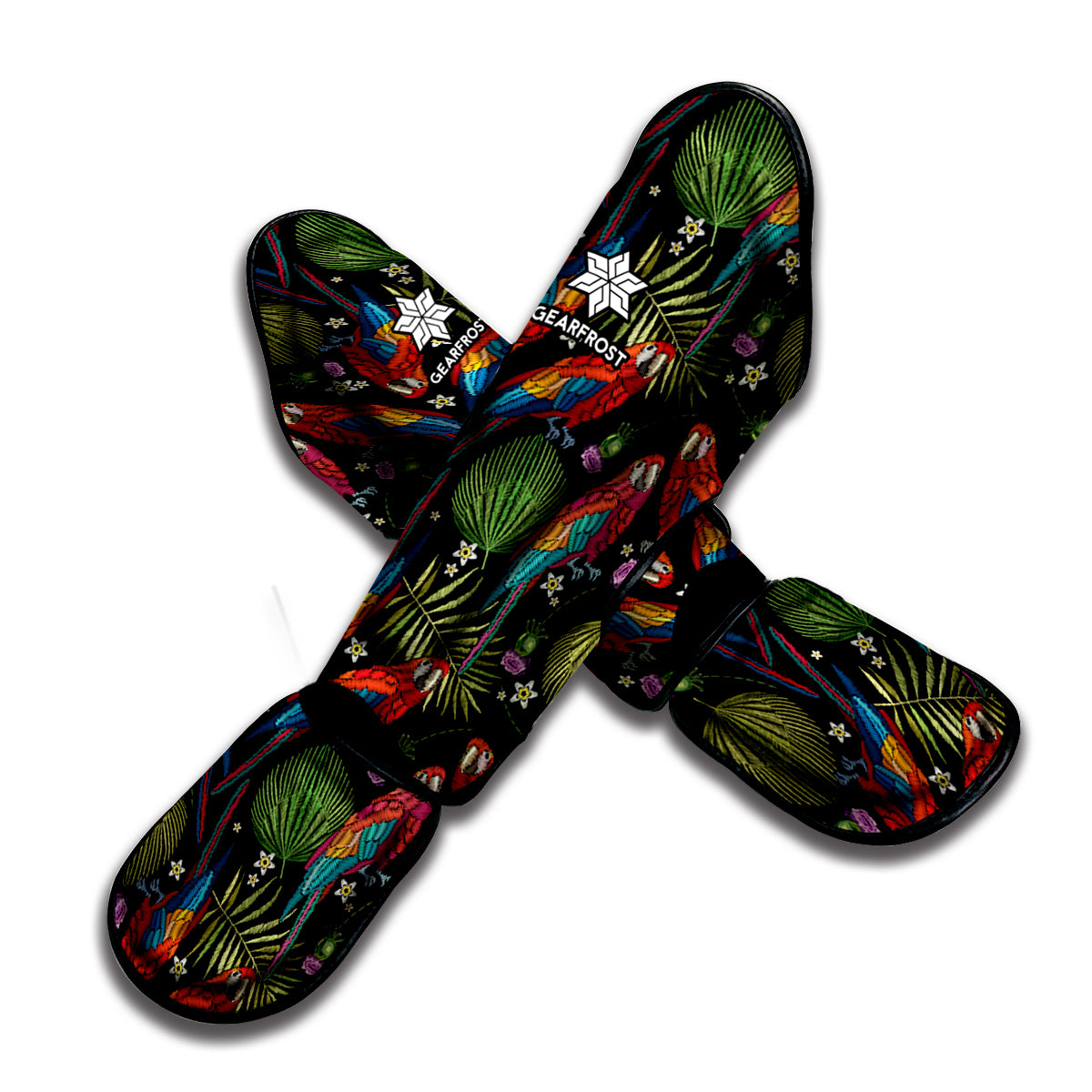 Embroidery Parrot Pattern Print Muay Thai Shin Guard
