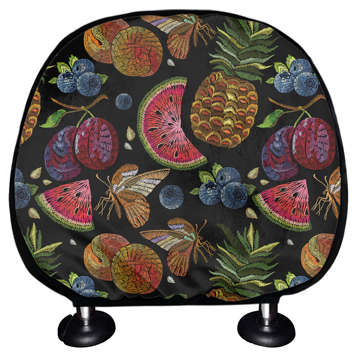 Embroidery Tropical Pattern Print Car Headrest Covers