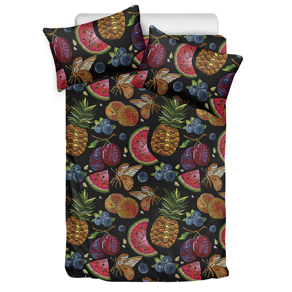Embroidery Tropical Pattern Print Duvet Cover Bedding Set