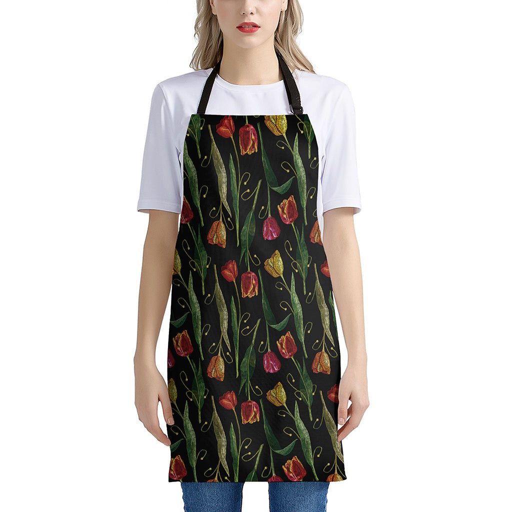 Embroidery Tulip Pattern Print Apron