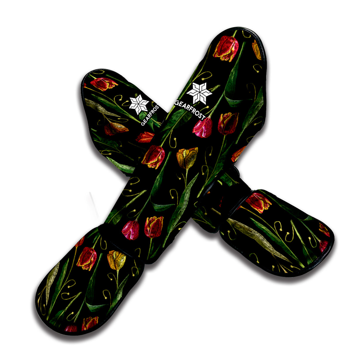 Embroidery Tulip Pattern Print Muay Thai Shin Guard