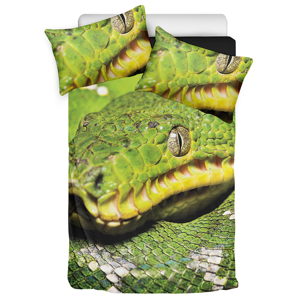Emerald Tree Boa Snake Print Duvet Cover Bedding Set