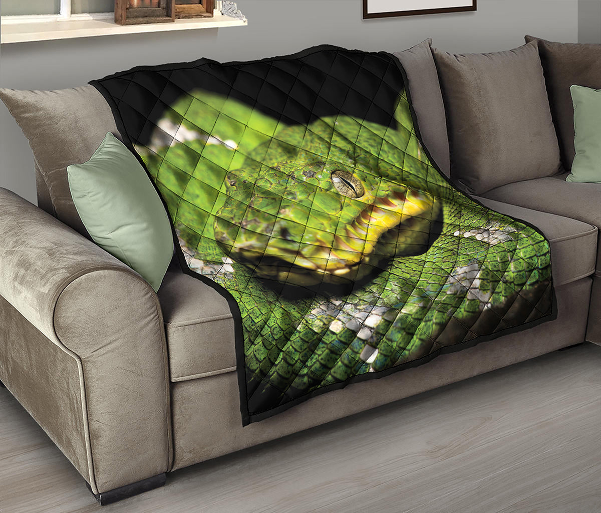 Emerald Tree Boa Snake Print Quilt