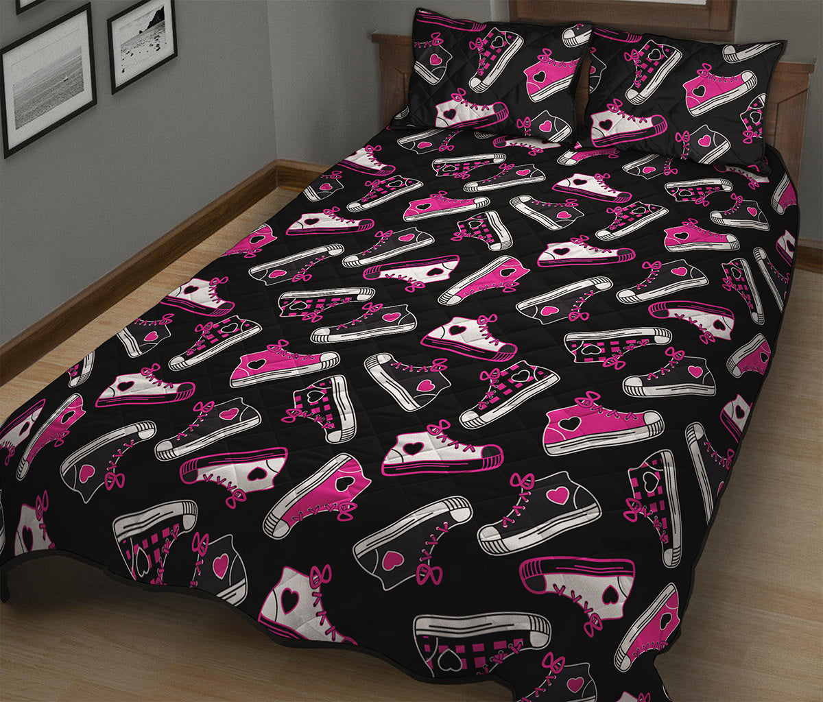 Emo Shoes Pattern Print Quilt Bed Set