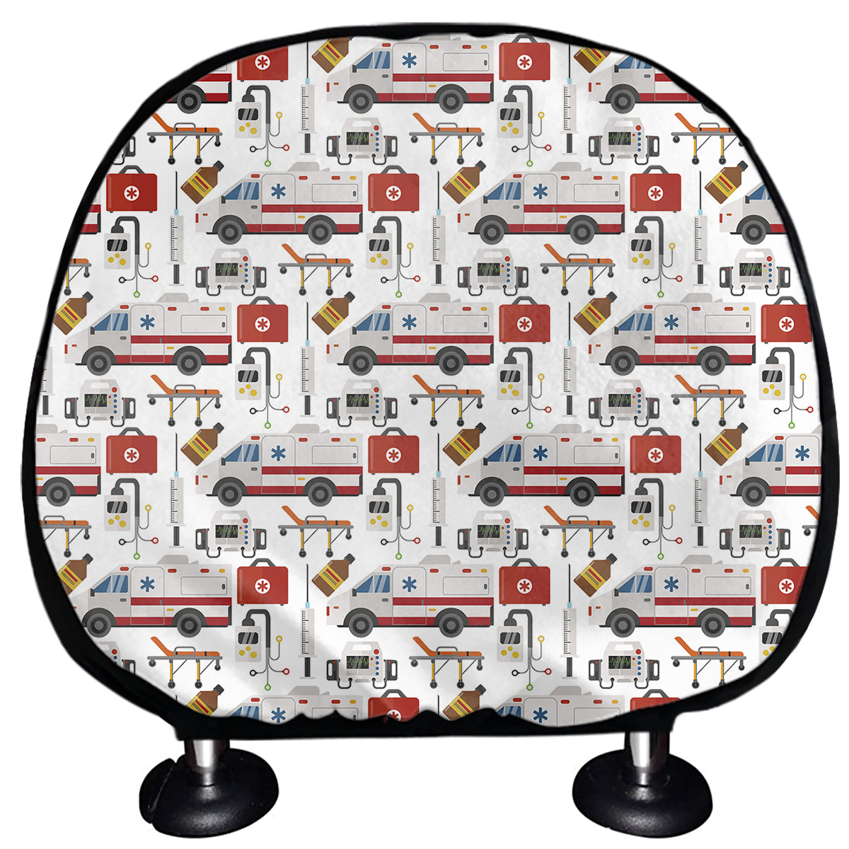 EMS Paramedic Pattern Print Car Headrest Covers
