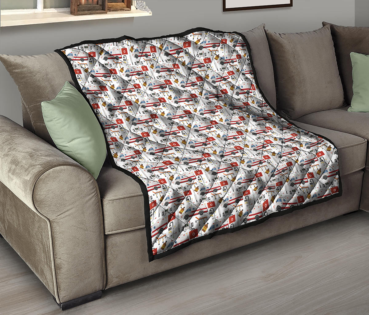 EMS Paramedic Pattern Print Quilt