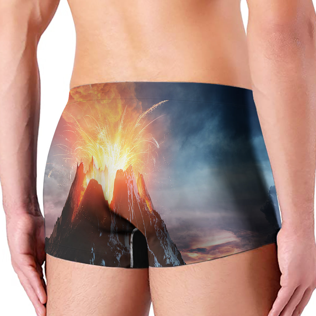 Erupting Volcano Print Men's Boxer Briefs