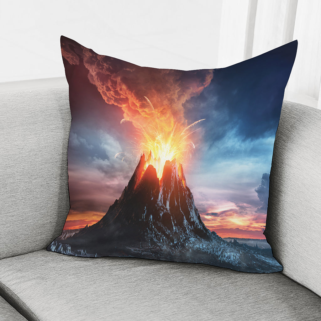 Erupting Volcano Print Pillow Cover