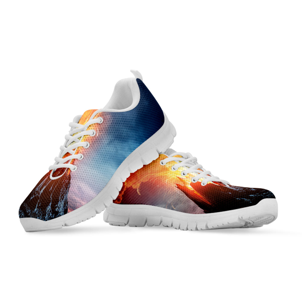Erupting Volcano Print White Sneakers