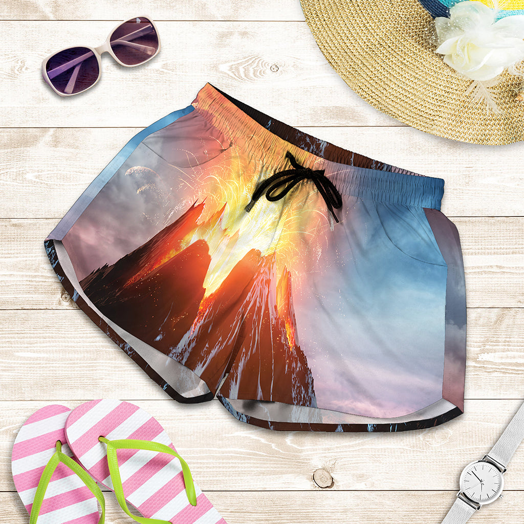 Erupting Volcano Print Women's Shorts