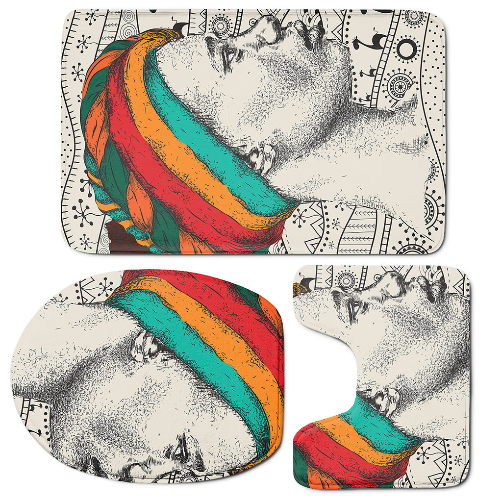 Ethnic African Girl Print 3 Piece Bath Mat Set