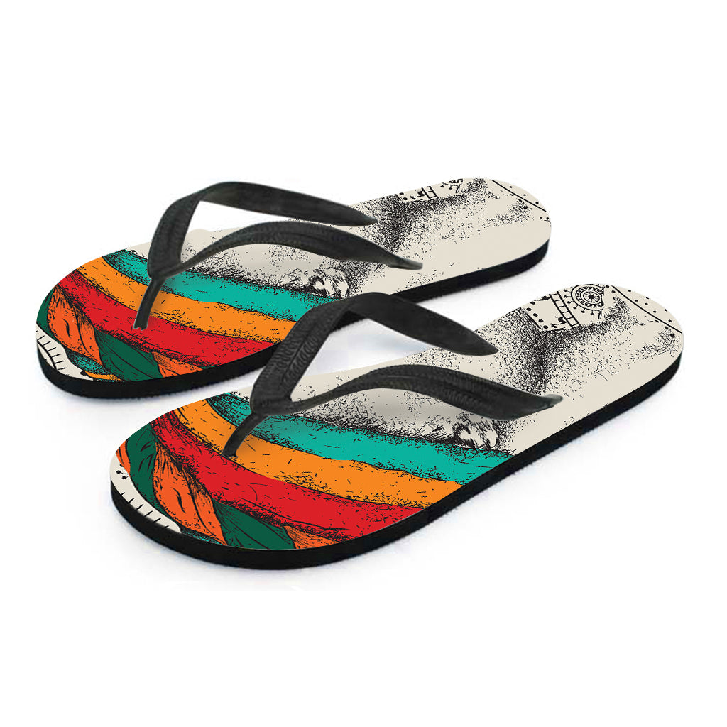 Ethnic African Girl Print Flip Flops