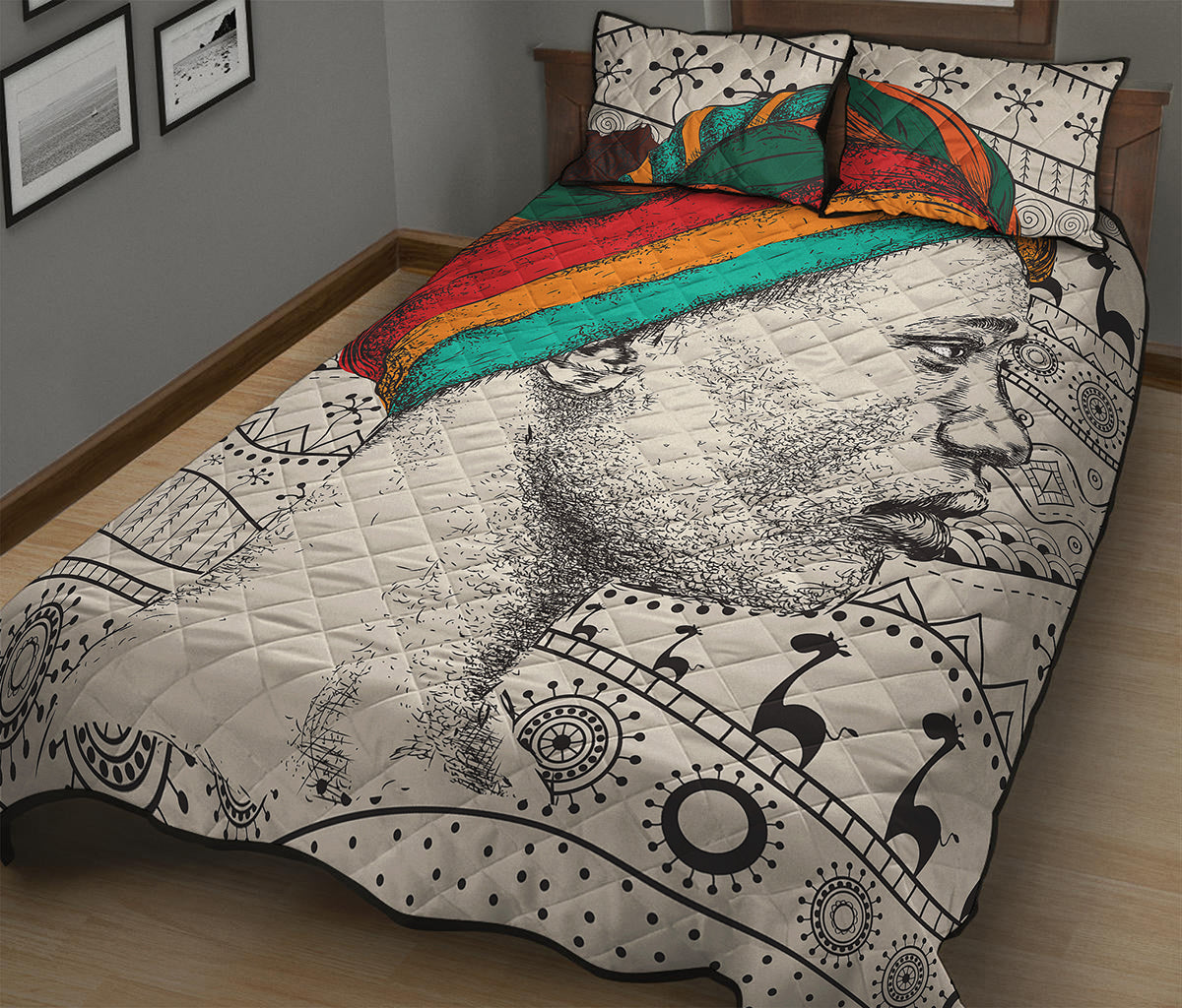 Ethnic African Girl Print Quilt Bed Set
