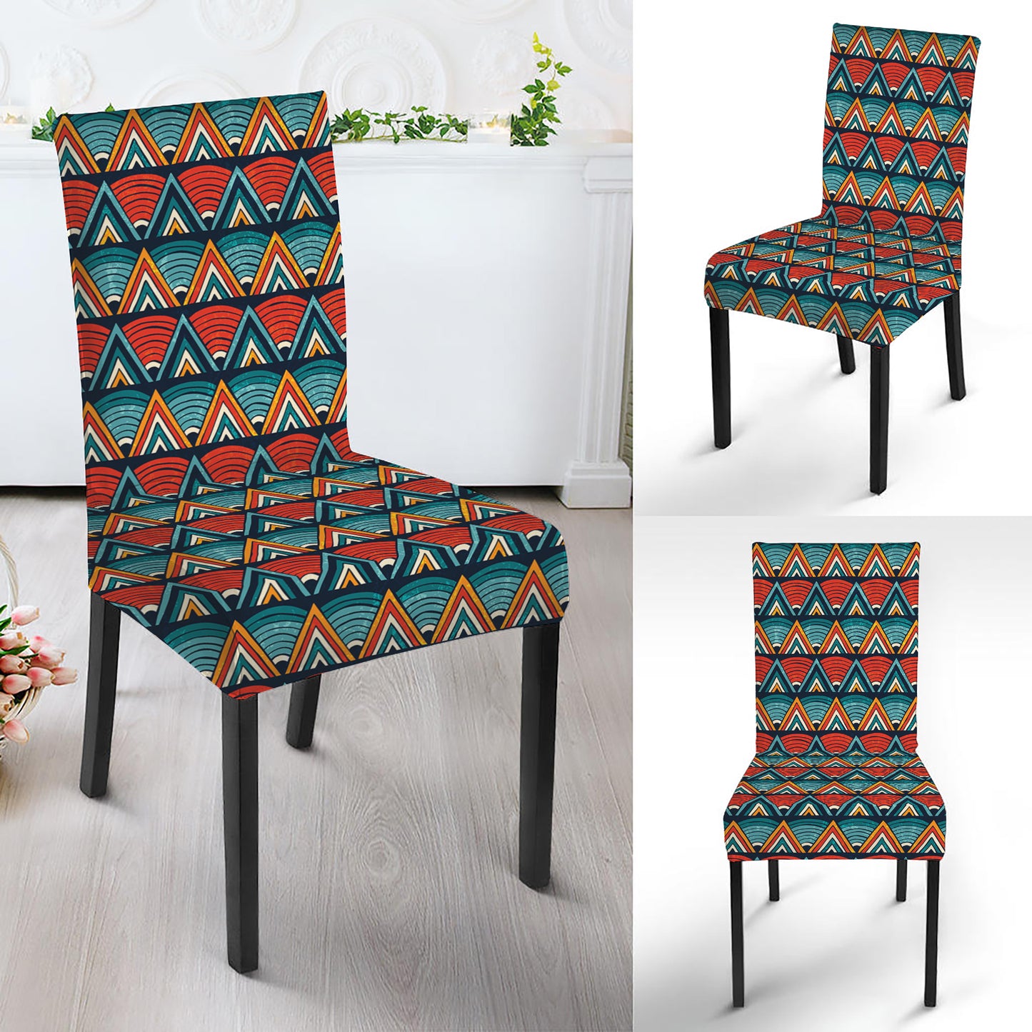 Ethnic African Inspired Pattern Print Dining Chair Slipcover