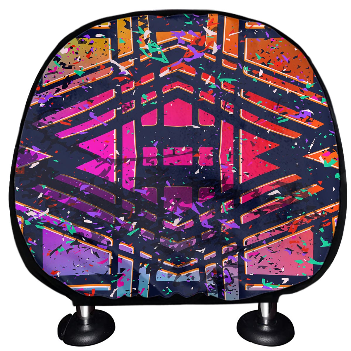Ethnic Aztec Grunge Trippy Print Car Headrest Covers