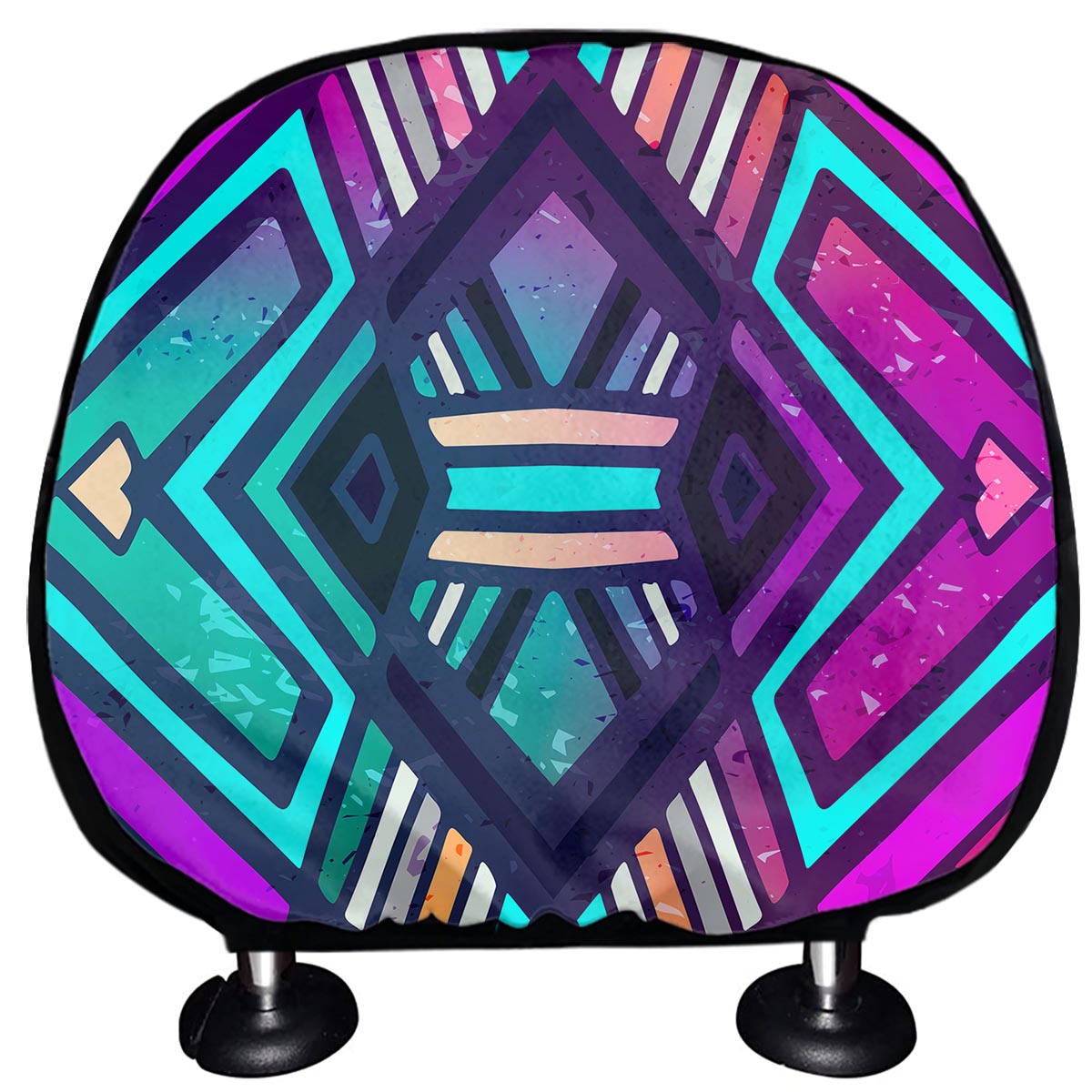 Ethnic Aztec Trippy Print Car Headrest Covers