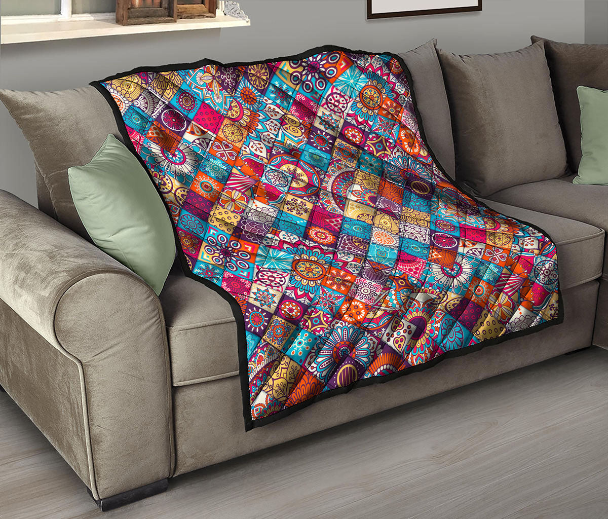 Ethnic Bohemian Mandala Pattern Print Quilt