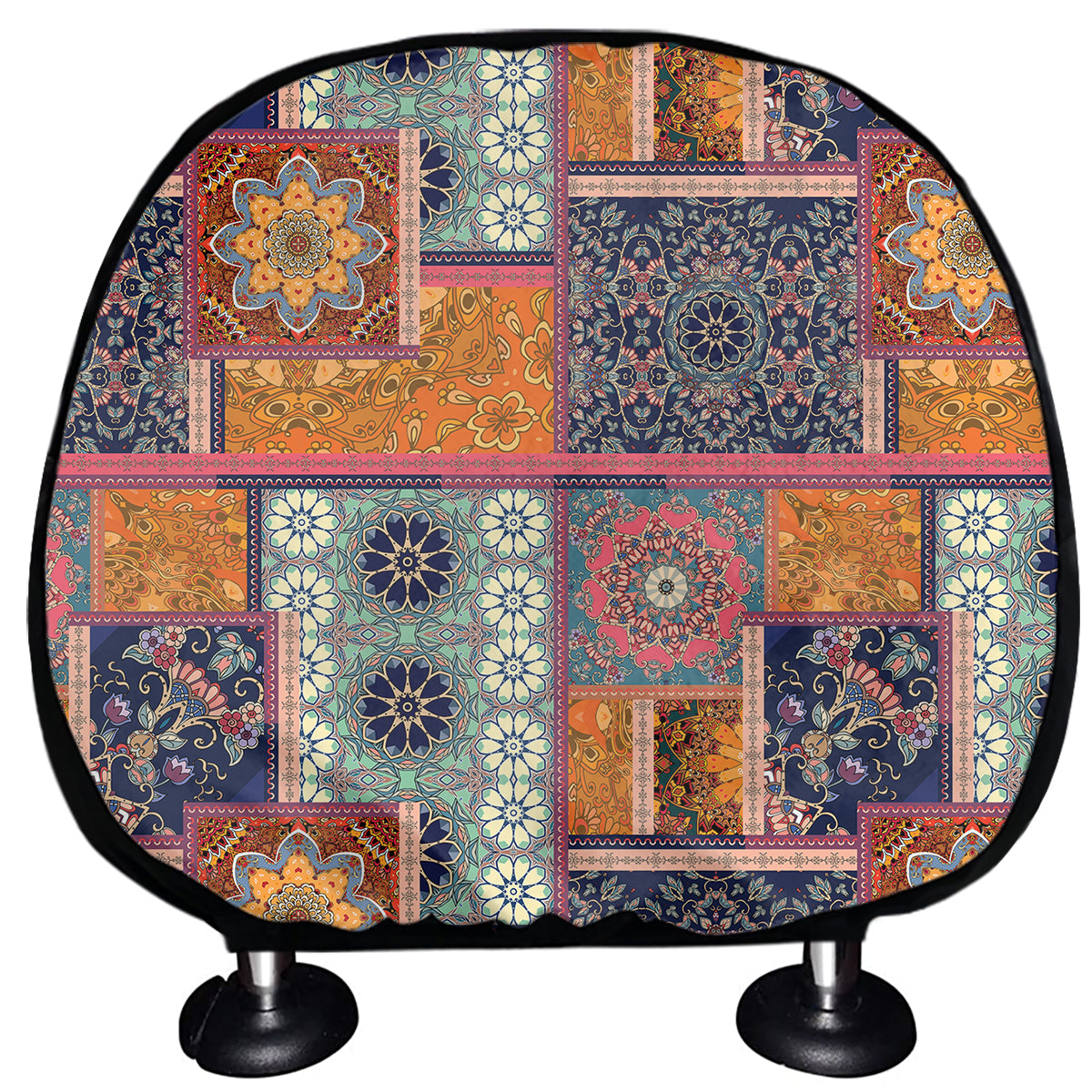 Ethnic Floral Patchwork Pattern Print Car Headrest Covers