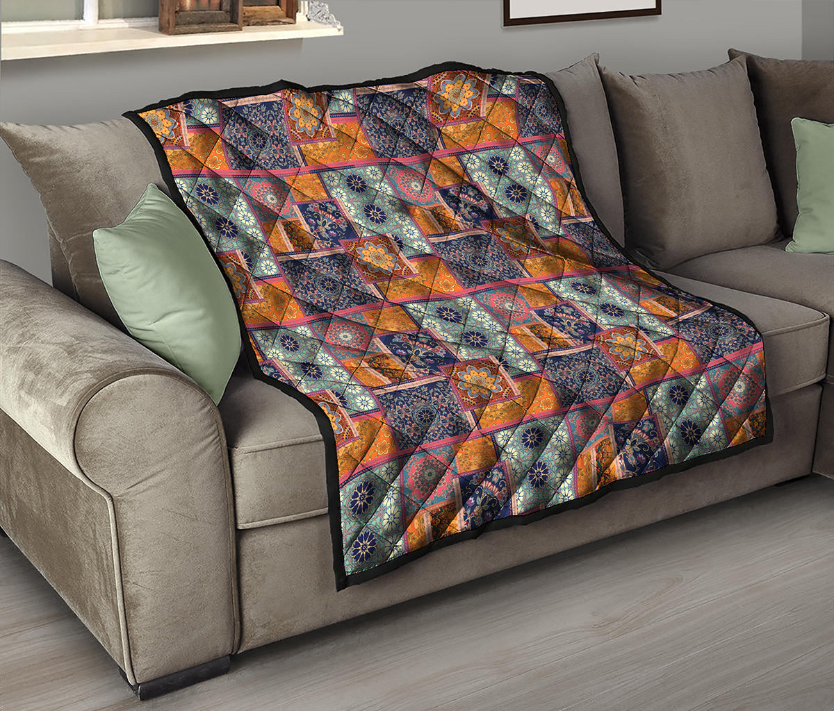 Ethnic Floral Patchwork Pattern Print Quilt