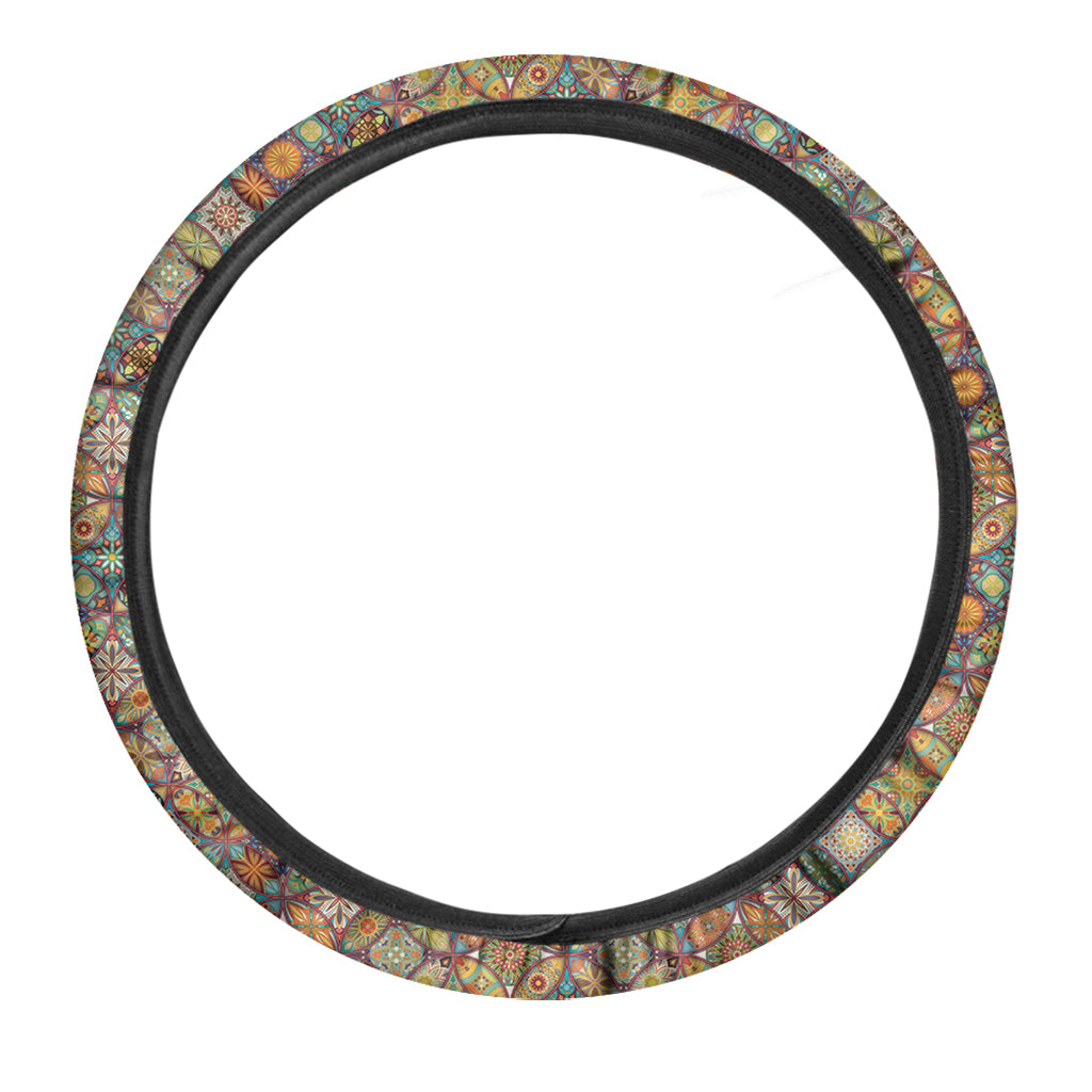 Ethnic Mandala Patchwork Pattern Print Car Steering Wheel Cover