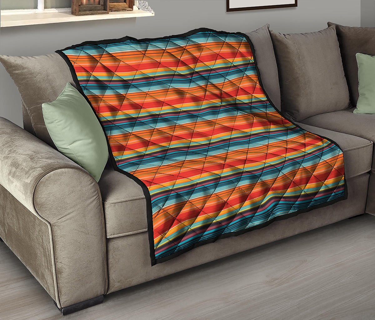 Ethnic Mexican Blanket Pattern Print Quilt