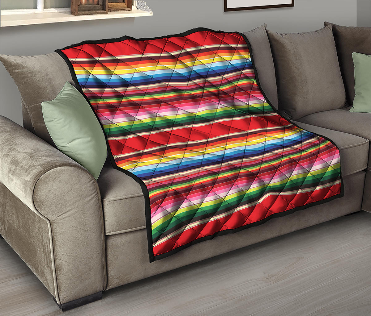 Ethnic Mexican Blanket Stripe Print Quilt