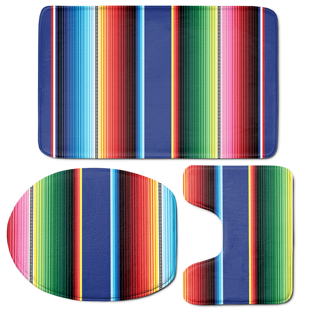Ethnic Mexican Serape Pattern Print 3 Piece Bath Mat Set