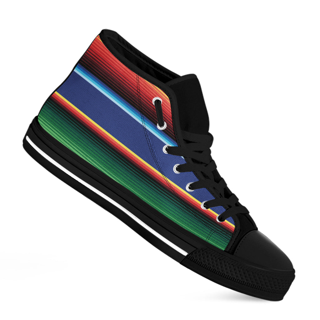 Ethnic Mexican Serape Pattern Print Black High Top Shoes