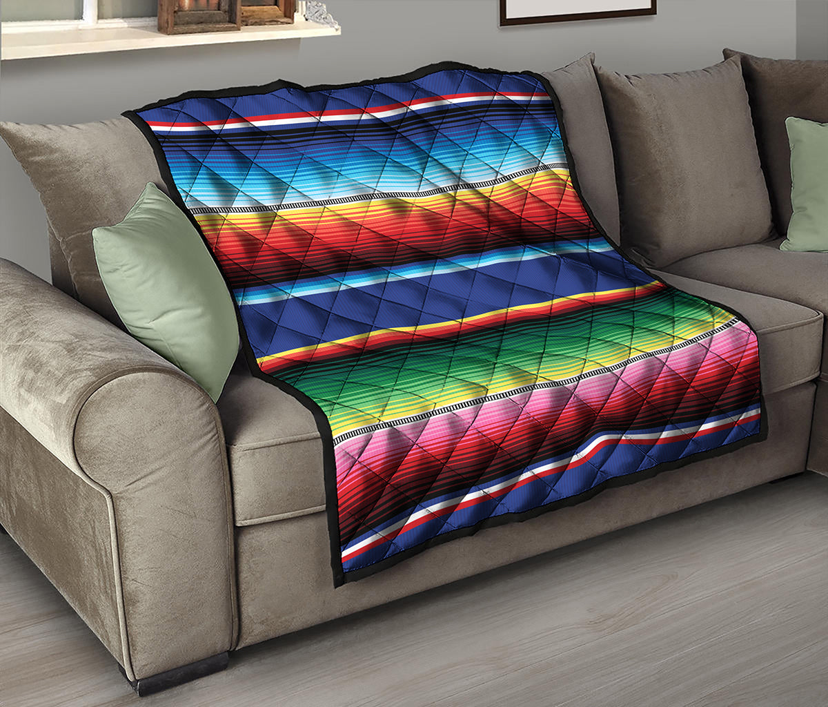 Ethnic Mexican Serape Pattern Print Quilt