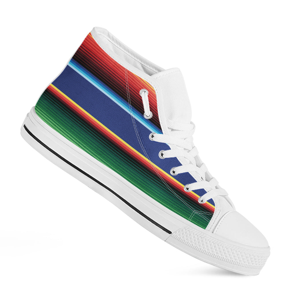 Ethnic Mexican Serape Pattern Print White High Top Shoes