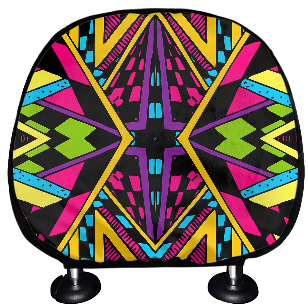 Ethnic Psychedelic Trippy Print Car Headrest Covers
