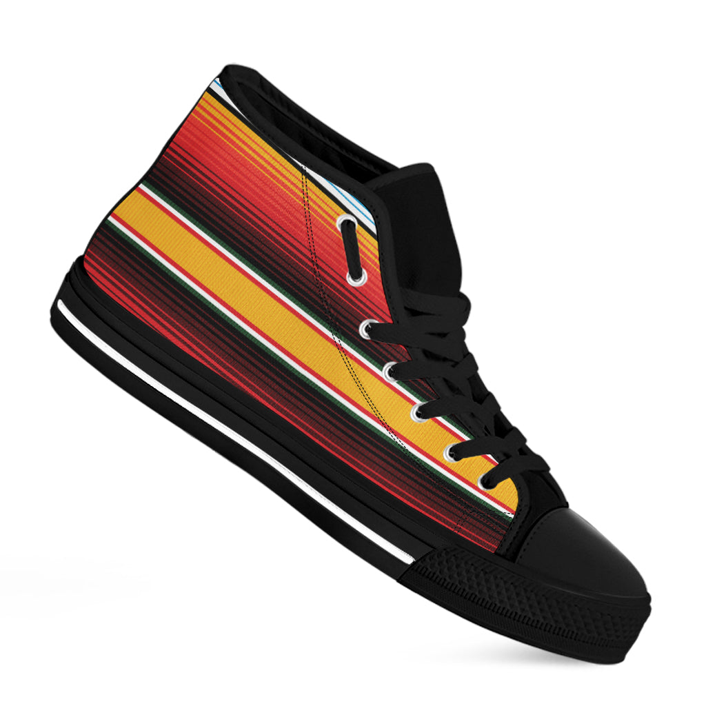 Ethnic Serape Blanket Pattern Print Black High Top Shoes
