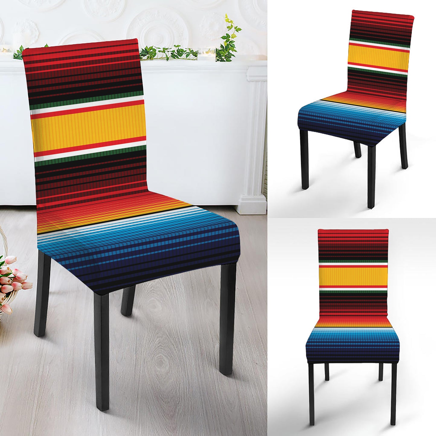 Ethnic Serape Blanket Pattern Print Dining Chair Slipcover