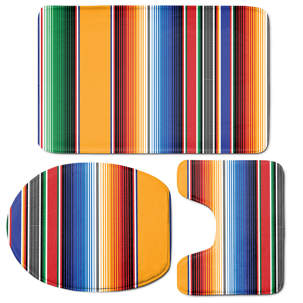 Ethnic Serape Blanket Stripe Print 3 Piece Bath Mat Set