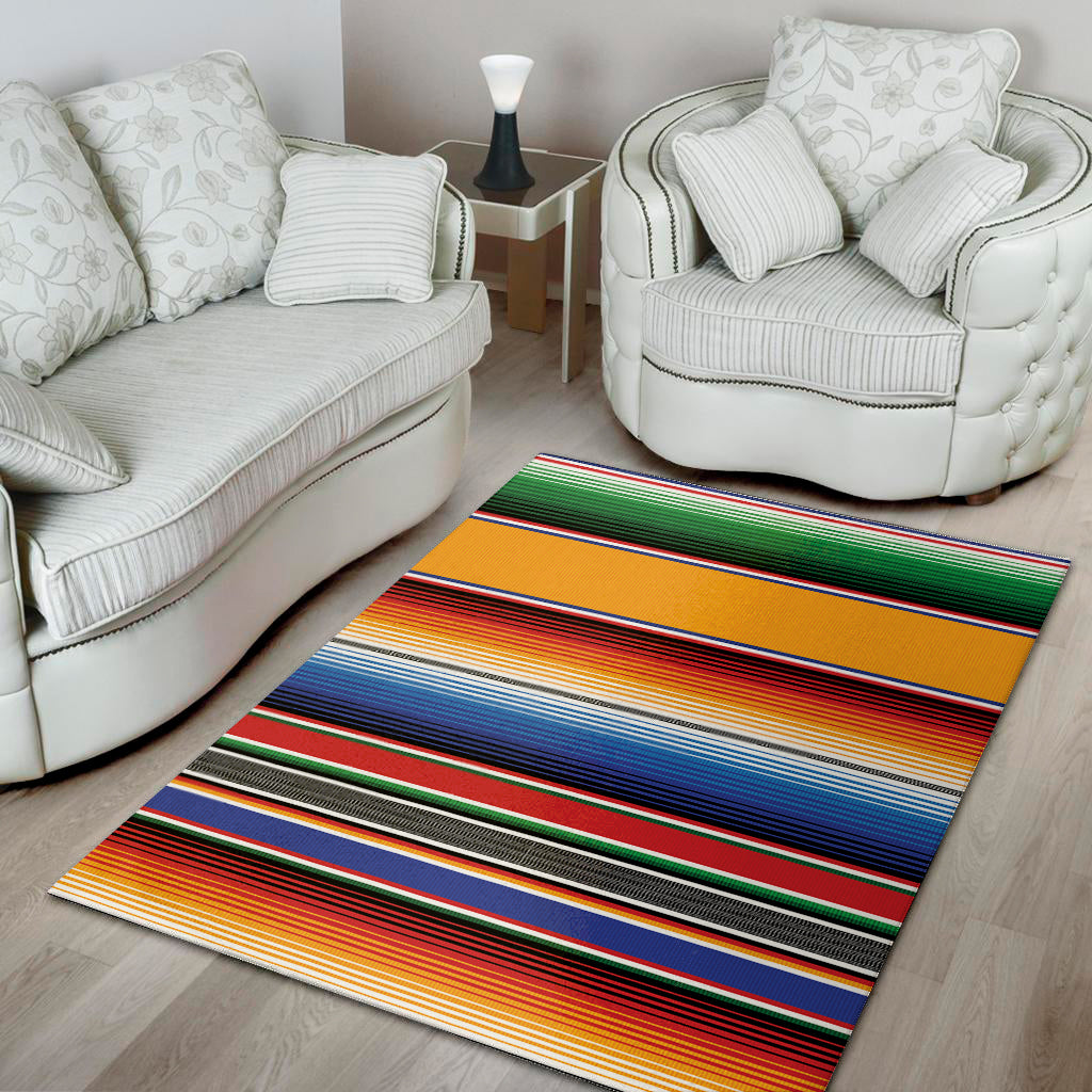 Ethnic Serape Blanket Stripe Print Area Rug