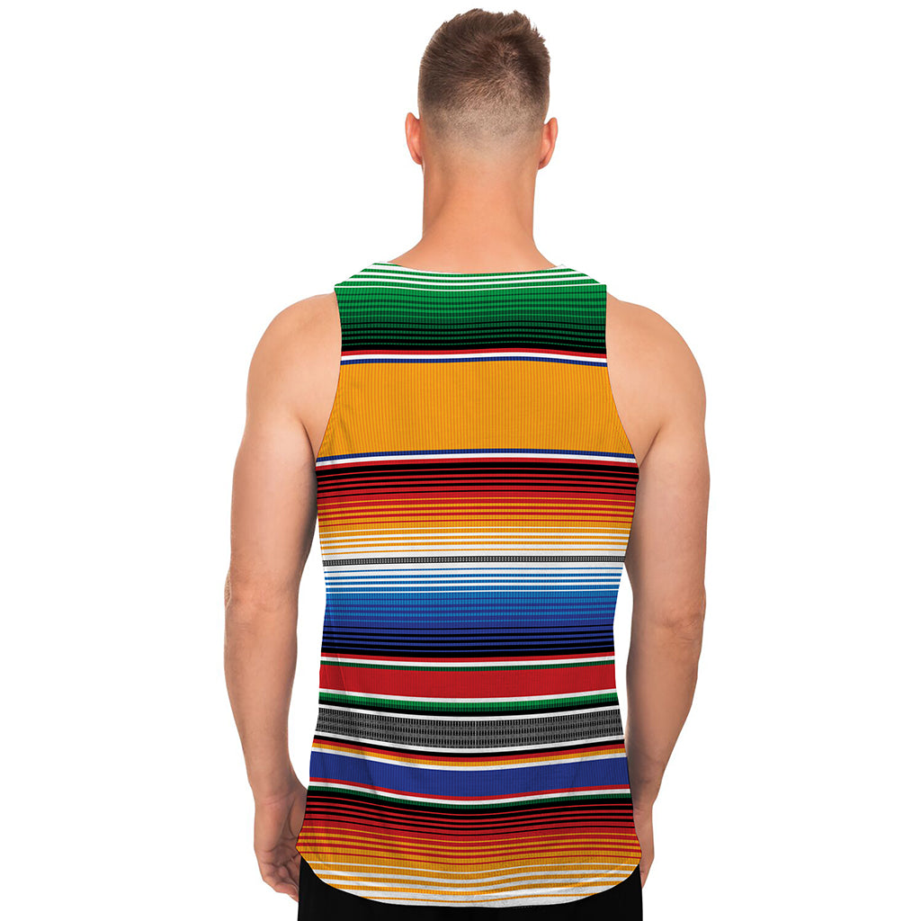 Ethnic Serape Blanket Stripe Print Men's Tank Top