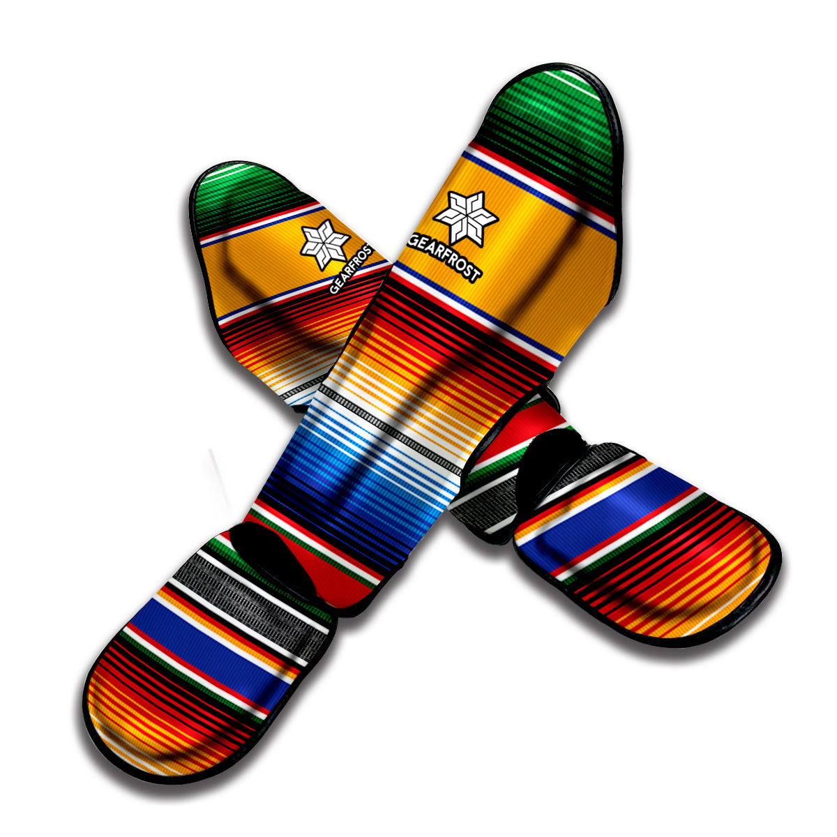 Ethnic Serape Blanket Stripe Print Muay Thai Shin Guard