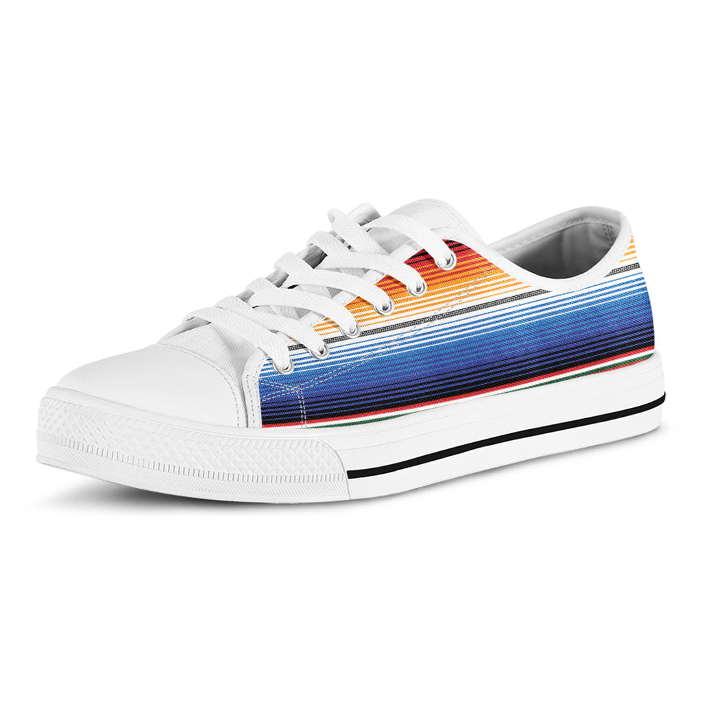 Ethnic Serape Blanket Stripe Print White Low Top Shoes