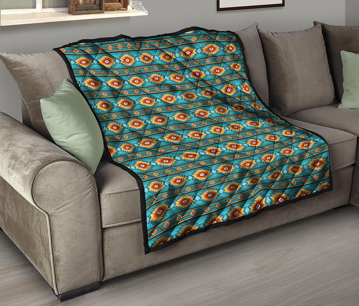 Ethnic Southwestern Navajo Pattern Print Quilt