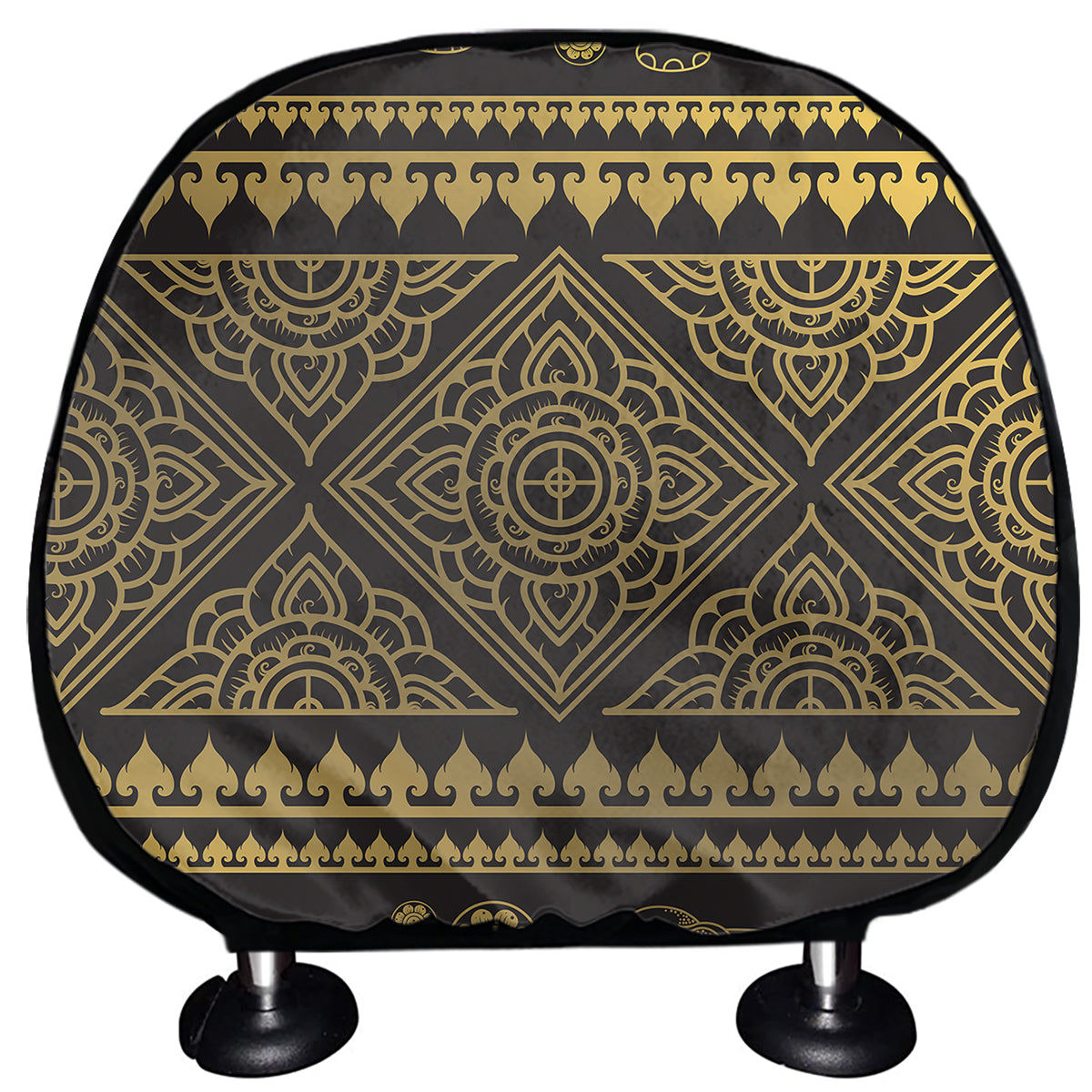 Ethnic Thai Elephant Pattern Print Car Headrest Covers