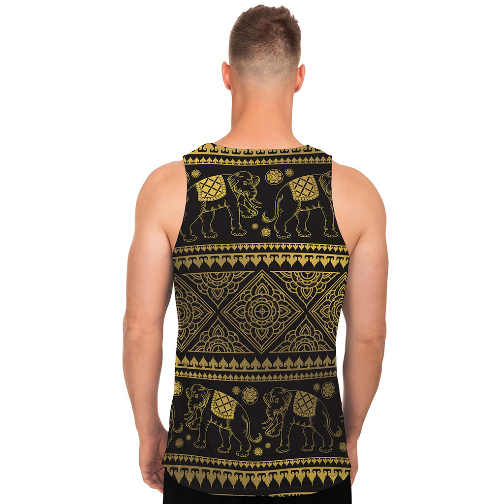 Ethnic Thai Elephant Pattern Print Men's Tank Top