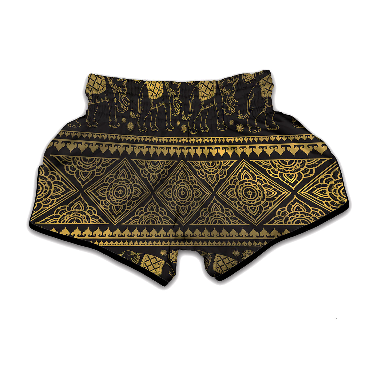 Ethnic Thai Elephant Pattern Print Muay Thai Boxing Shorts