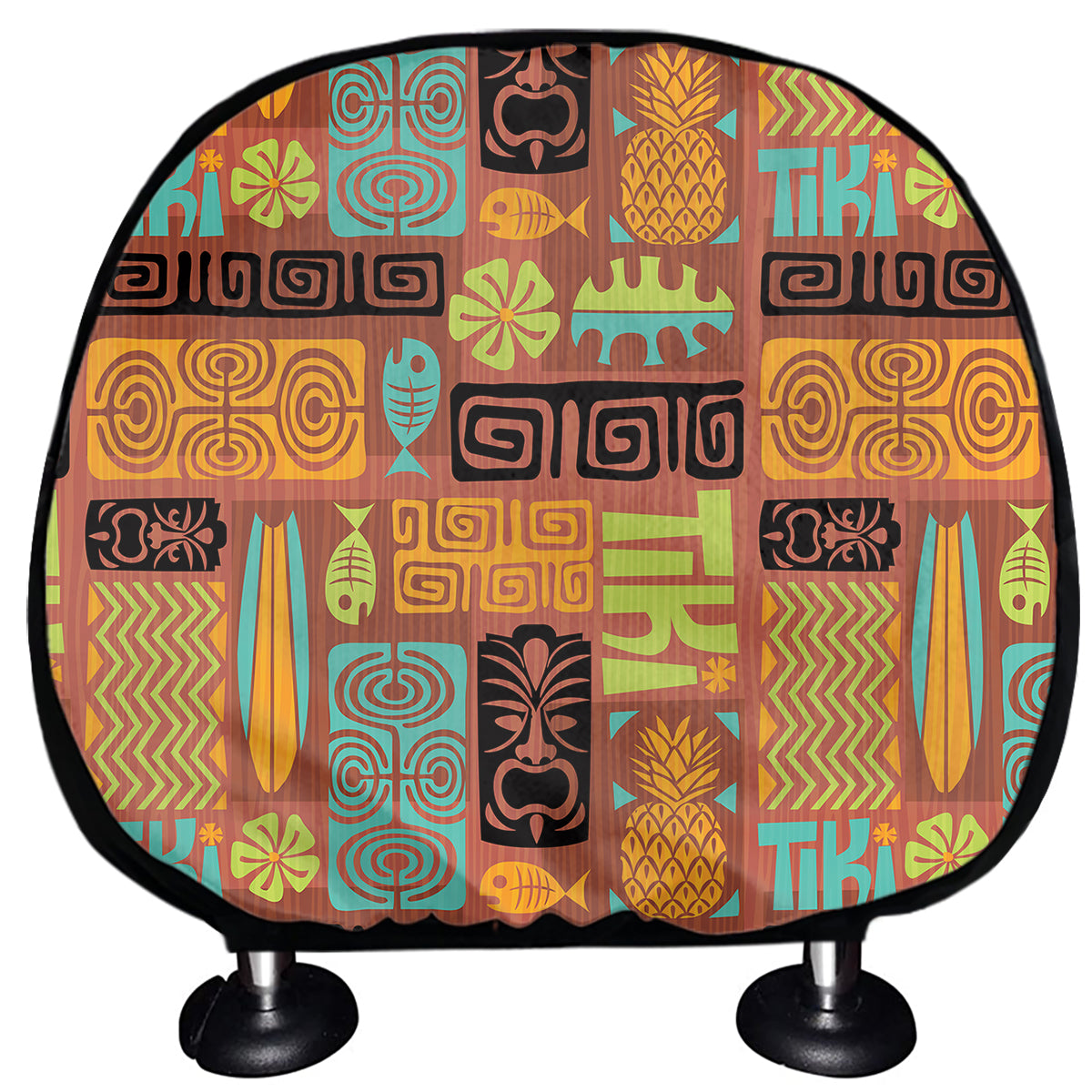 Ethnic Tiki Pattern Print Car Headrest Covers