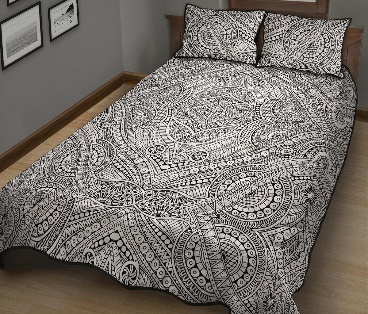 Ethnic Zentangle Pattern Print Quilt Bed Set