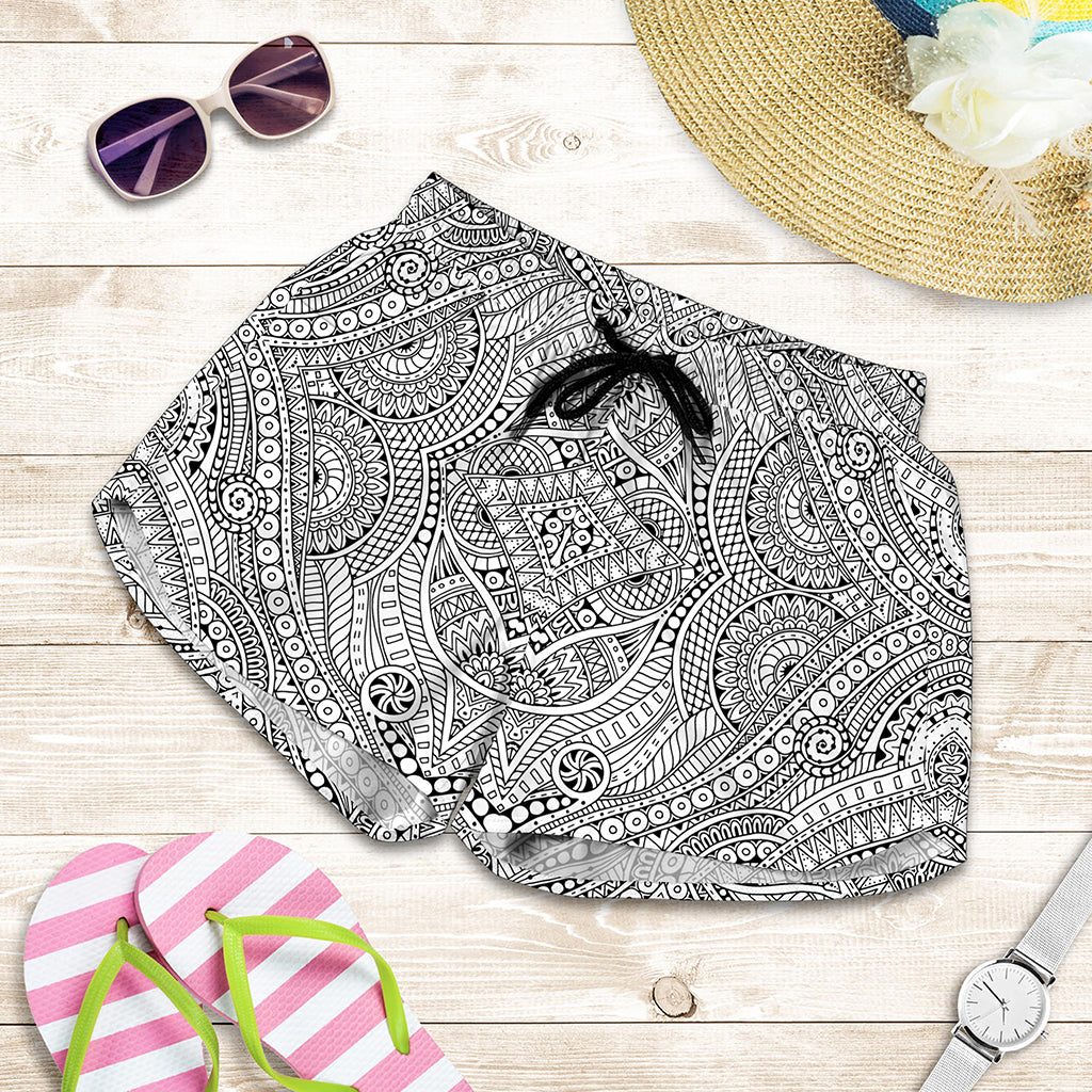 Ethnic Zentangle Pattern Print Women's Shorts