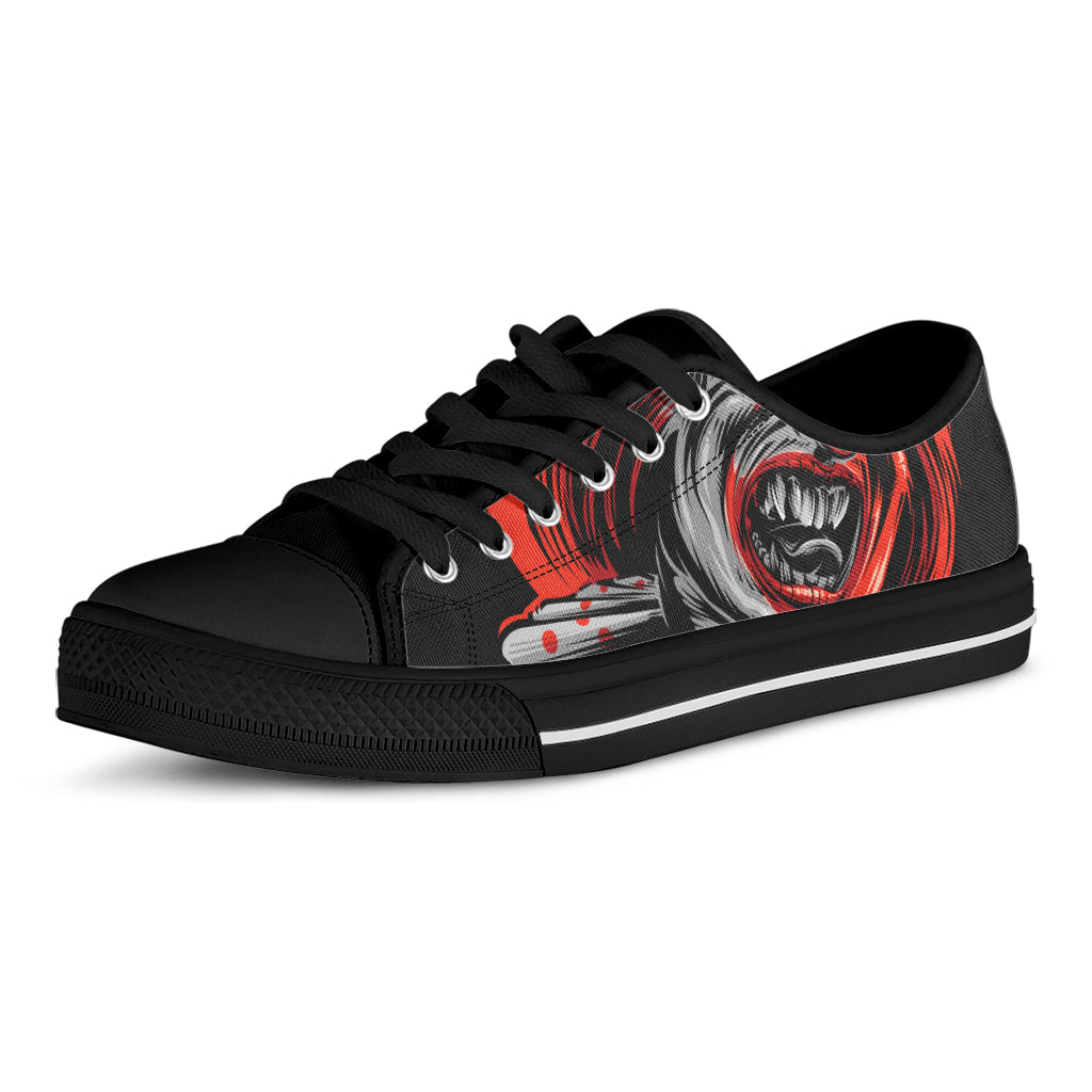 Evil Clown Print Black Low Top Shoes